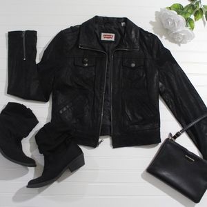Levi's Black Authentic Leather Jacket.